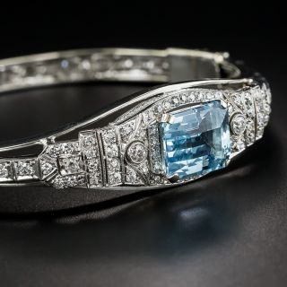 Aquamarine Platinum/White Gold Diamond Bangle Bracelet