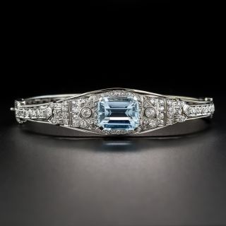 Aquamarine Platinum/White Gold Diamond Bangle Bracelet