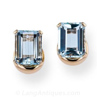 Aquamarine Retro Earrings