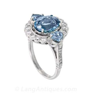 Aquamarine Ring with Diamonds