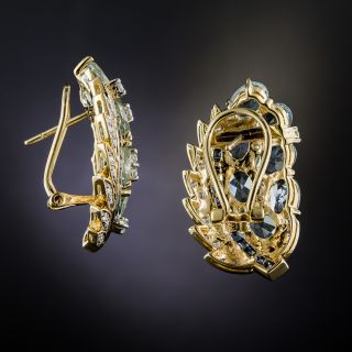 Aquamarine, Sapphire and Diamond Earrings