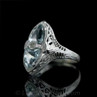 Aquamarine Twin Stone Ring