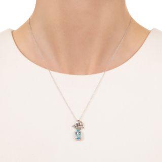 Aquamarine with Lotus Blossom Pendant