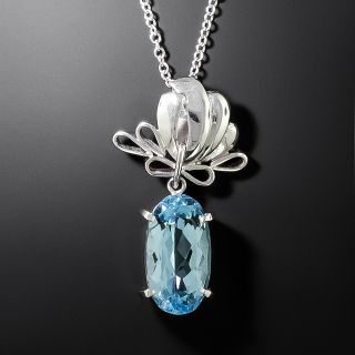 Aquamarine with Lotus Blossom Pendant - 2