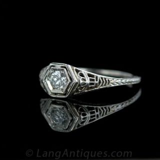Architectural .20 Carat Diamond Deco Ring