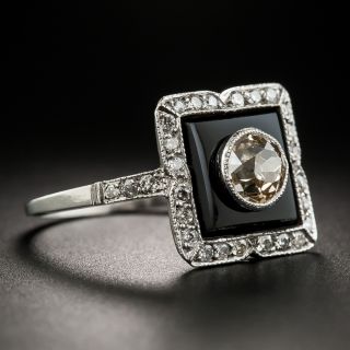 Art Deco 1.00 Carat Diamond Onyx Platinum Ring