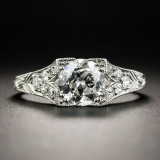 Art Deco 1.00 Carat Diamond Platinum Engagement Ring - GIA F VS 1  - 2