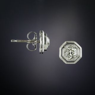 Art Deco 1.00 Carat Diamond Stud Earrings - 2