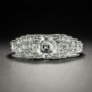 Art Deco 1.01 Carat Asscher-Cut Diamond Engagement Ring - GIA E VS1 - 3