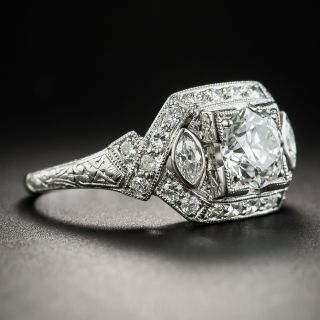 Art Deco 1.01 Carat  Diamond Engagement Ring - GIA H VS2 
