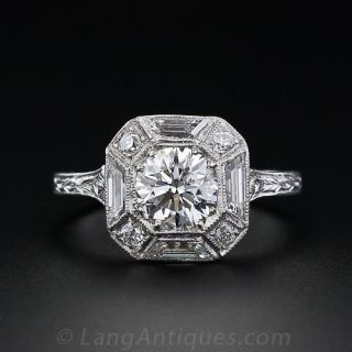 Art Deco 1.01 Carat Diamond Engagement Ring