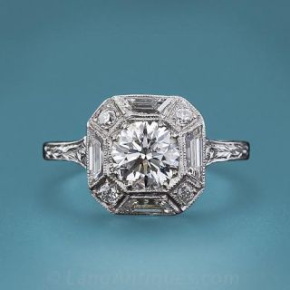 Art Deco 1.01 Carat Diamond Engagement Ring