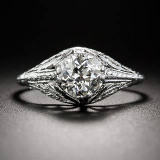Art Deco 1.01 Carat Diamond Neoclassical Engagement Ring - GIA J SI1 - 7