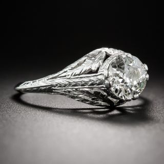 Art Deco 1.01 Carat Diamond Neoclassical Engagement Ring - GIA J SI1
