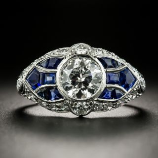 Art Deco 1.04 Carat Diamond and Sapphire Engagement Ring - GIA F VVS1 - 2