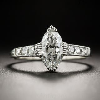 Art Deco 1.04 Carat Marquise Diamond Platinum Ring GIA - G VVS1 