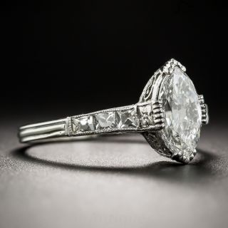 Art Deco 1.04 Carat Marquise Diamond Platinum Ring GIA - G VVS1 