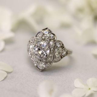 Art Deco 1.06 Carat Diamond Platinum Ring - GIA D VS2