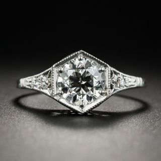 Art Deco 1.07 Carat Diamond Platinum Engagement Ring - GIA I SI1