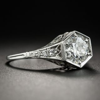 Art Deco 1.07 Carat Diamond Platinum Engagement Ring - GIA I SI1