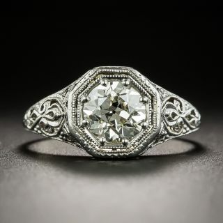 Art Deco 1.09 Carat Diamond Two-Tone Engagement Ring - GIA  - 2