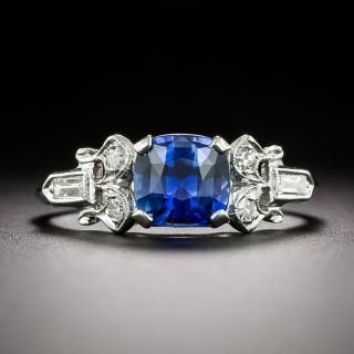 Art Deco 1.09 Carat Sapphire and Diamond Ring - 13
