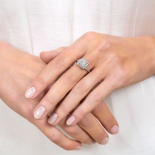 Art Deco 1.10 Carat Diamond Filigree Engagement Ring - GIA G VS1