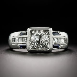Art Deco 1.11 Carat Diamond and Sapphire* Ring - GIA I SI1 - 1