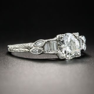Art Deco 1.12 Carat Diamond Platinum Engagement Ring - GIA I VS1