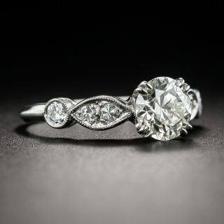 Art Deco 1.12 Carat Diamond Platinum Engagement Ring - GIA L VS2