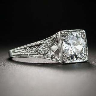 Art Deco 1.12 Carats Diamond Platinum Engagement Ring - GIA H VS2
