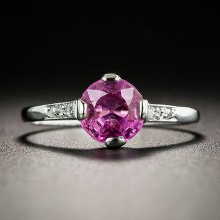 Art Deco 1.12 No Heat Pink Sapphire and Diamond Ring - GIA - 2