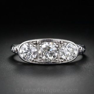 Art Deco 1.15 Carat Total Weight Three Stone Ring