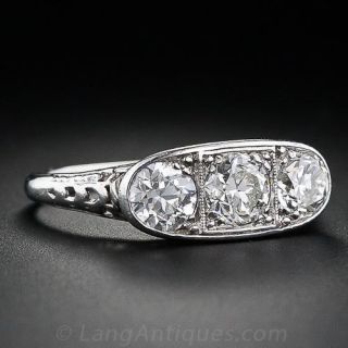 Art Deco 1.15 Carat Total Weight Three Stone Ring
