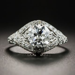 Art Deco 1.16 Carat Diamond Platinum Engagement Ring - GIA H VS2 - 1