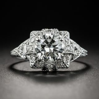 Art Deco 1.19 Carat Diamond Platinum Engagement Ring - GIA J VS2  - 1
