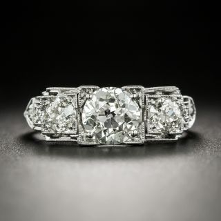 Art Deco 1.20 Carat Center Three-Stone Diamond Ring - GIA - 2