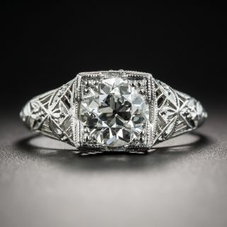 Art Deco 1.25 Carat Diamond Platinum Engagement Ring - GIA K SI1