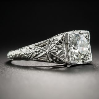 Art Deco 1.25 Carat Diamond Platinum Engagement Ring - GIA K SI1