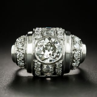 1.26 Carat Retro Platinum and Diamond Dome Ring - GIA K SI2 - 2