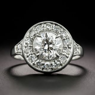 Art Deco 1.26 Carat Diamond Halo Engagement Ring - GIA  I VS2  - 2