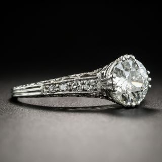 Art Deco 1.26 Carat Diamond Platinum Engagement Ring - GIA J SI2