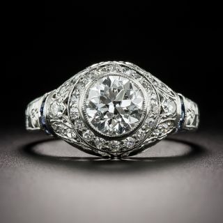 Art Deco 1.30 Carat Diamond and Sapphire Engagement Ring - GIA E VVS2 - 2