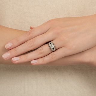 Art Deco 1.33 Carat Diamond and Onyx Engagement Ring - GIA J VS2