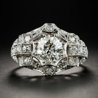 Art Deco 1.35 Carat Carat Diamond Platinum Engagement Ring - GIA L SI2 - 2