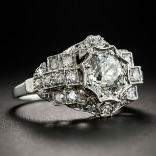 Art Deco 1.35 Carat Diamond Platinum Engagement Ring - GIA L SI2