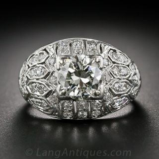Art Deco 1.37 Carat Diamond Bombe Ring - GIA M SI1 - 1