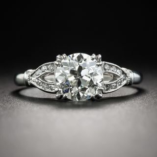 Art Deco 1.37 Carat Diamond Platinum Engagement Ring - GIA K VVS2 - 1