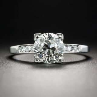 Art Deco 1.37 Carat Diamond Platinum Engagement Ring - GIA K VVS2 - 1