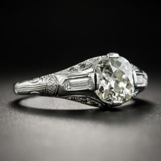 Art Deco 1.40 Carat Diamond Platinum Engagement Ring - GIA 